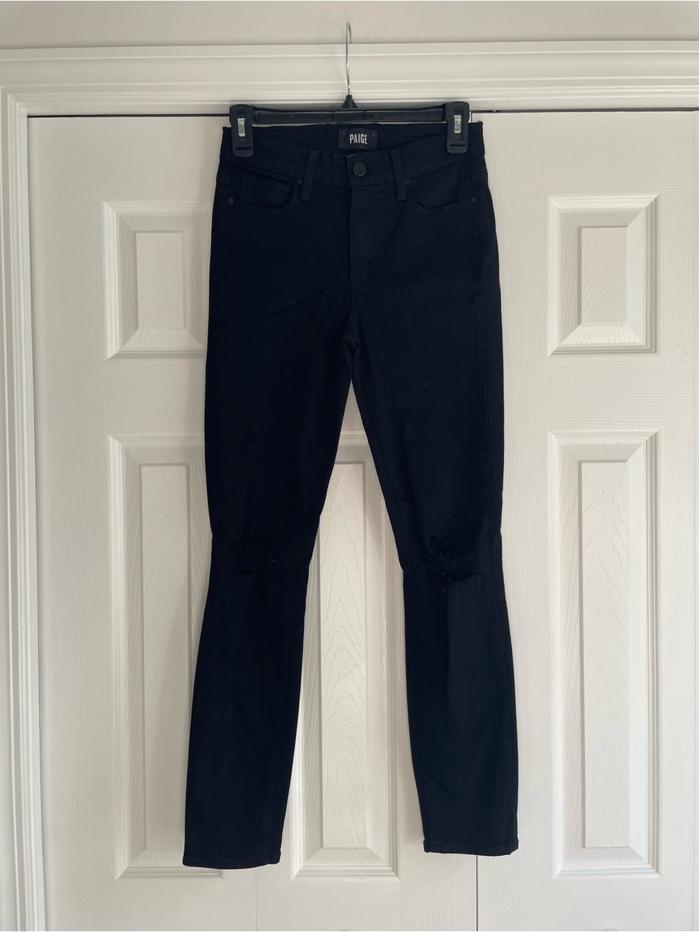 PAIGE Hoxton Ankle Ripped-Knee Jeans